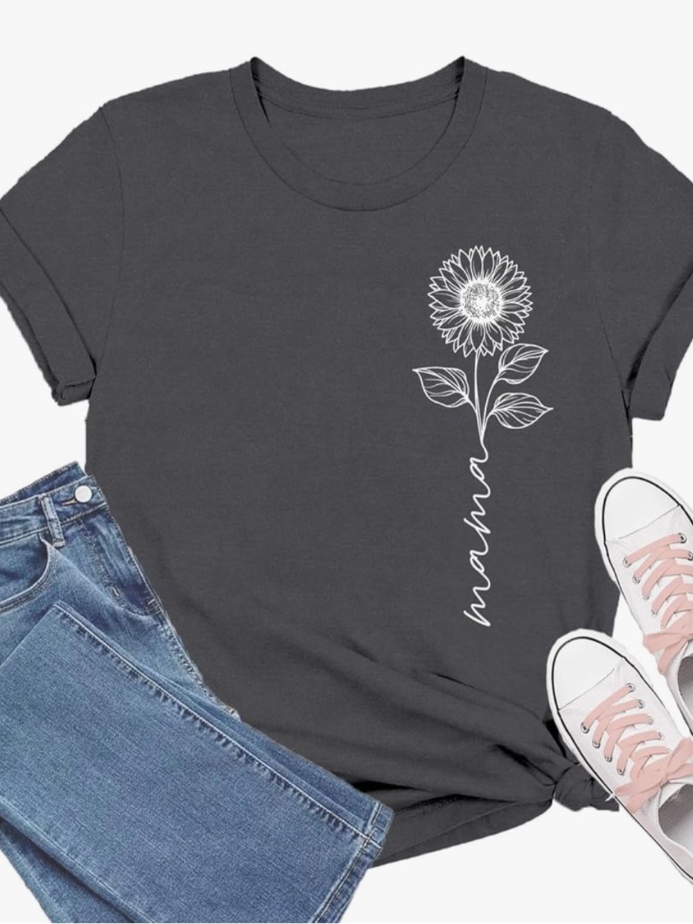 Chic Nation Charcoal Sunflower Mama Tee